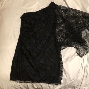 Black lace one shoulder dress